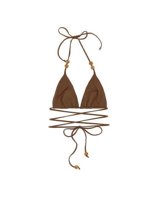Magda Butrym Badmode ,Bruin ,Re 26 Triangle Bikini Top in het Metallic