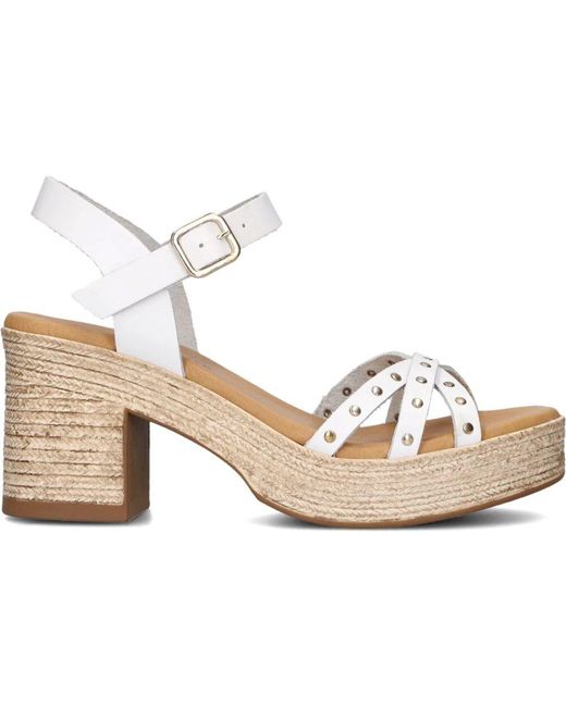 Stefano Lauran White Weiße Leder Studded Sandalen