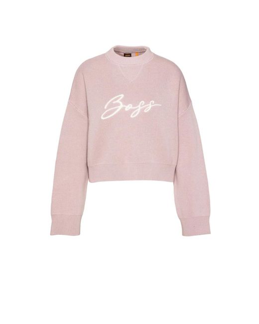 HUGO Round-Neck Knitwear in het Pink