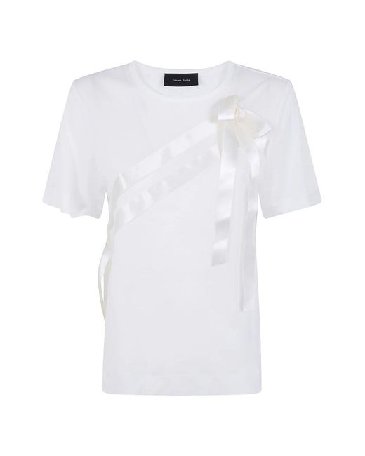Simone Rocha Tops ,Wit ,Bow Sash Easy T-Shirt in het White