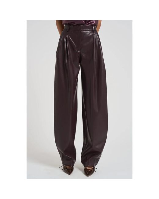 ANDAMANE Broeken ,Paars ,Polyester Paarse Eco Leren Broek Tracy in het Brown