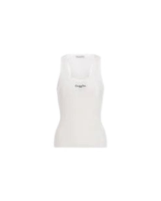 Dior White Sleeveless Tops