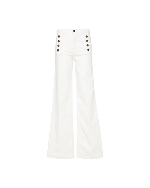 Twin Set White Weiße high-waisted flare jeans