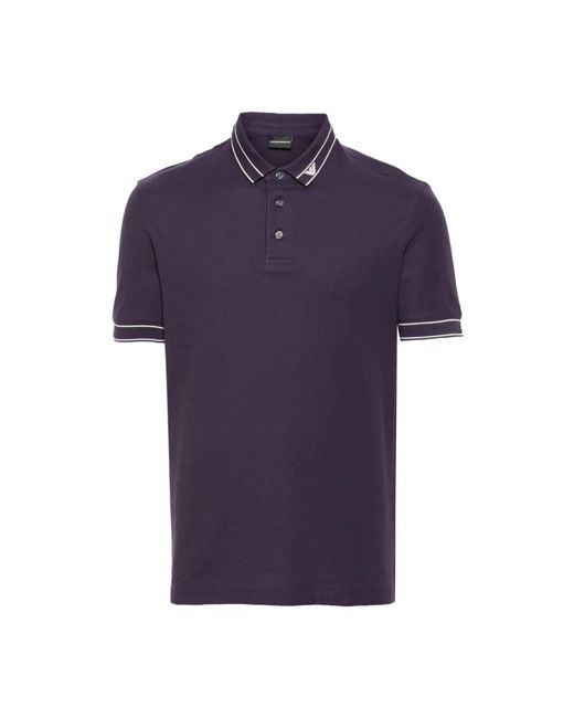 Emporio Armani Lila polo shirt mit logo-detail in Purple für Herren