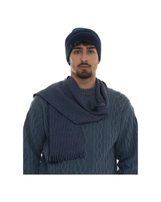 HUGO Accessoires ,Blauw ,Katoen Ernesto Sjaal En Muts Set in het Blue voor heren