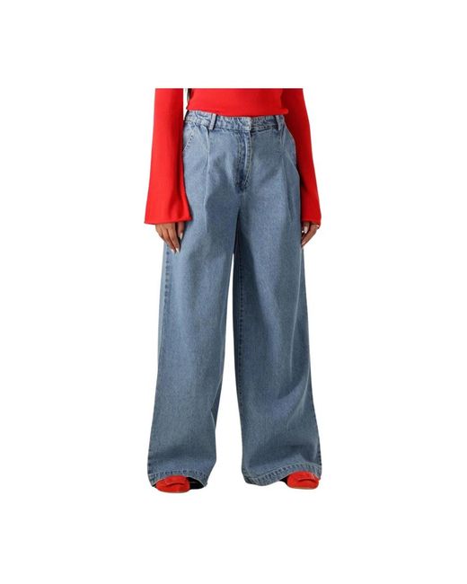 Modström Jeans ,Blauw ,Wijde Pijp Jeans Voor Vrouwen in het Blue