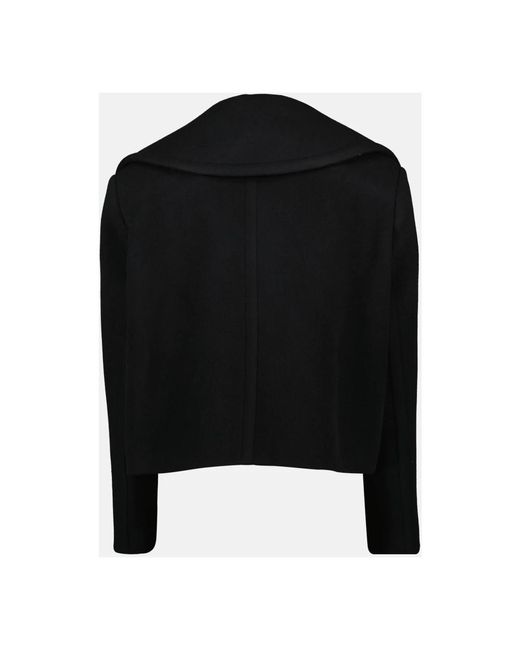 Patou Jassen ,Zwart ,Wol Zwarte Wollen Jas, Herfst-Winter 2025 Collectie in het Black
