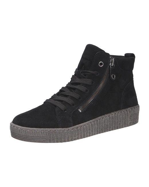 Gabor Black Samtiger Schnürstiefel