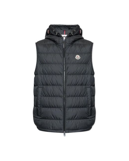 Moncler Jassen ,Zwart ,Polyester Marseillan Down Vest Met Capuchon in het Black voor heren