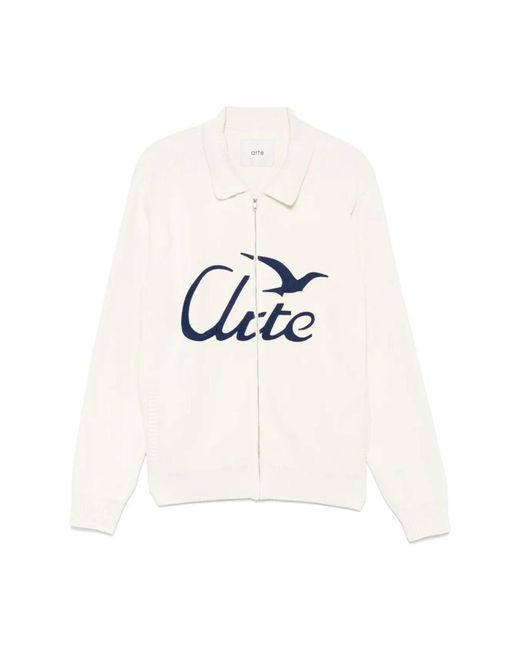 Arte' Truien & Vesten ,Vogel Logo Cardigan Met Ritssluiting in het White voor heren