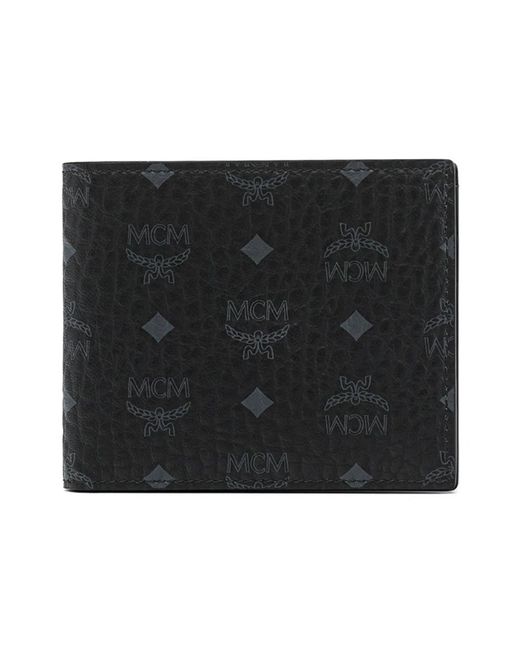 MCM Accessoires ,Zwart ,Leer Bi-Fold Portemonnee in het Black