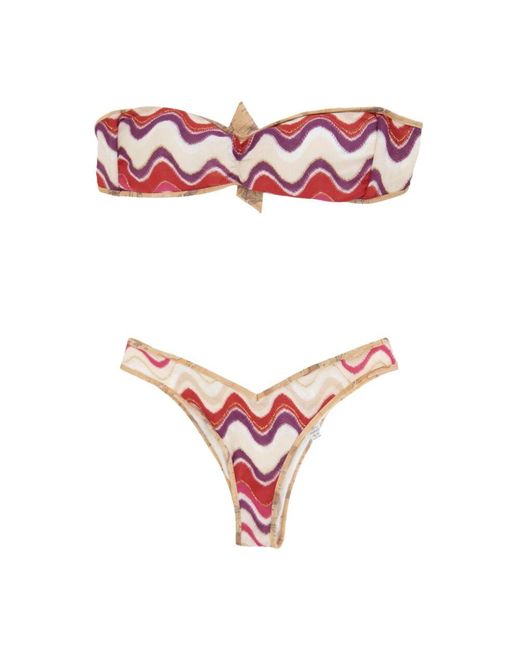Alviero Martini 1A Classe Red Metallisches bikini-set mit gepolstertem oberteil