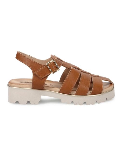 Flat Sandals di Sangiorgio in Brown