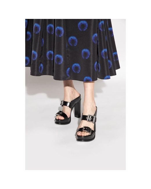 McQueen Black Heeled Mules