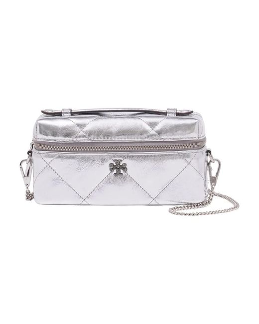 Tory Burch White Kira Diamond Quilt East West Crossbody