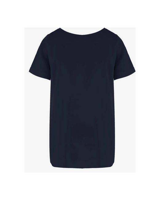 Allude Tops ,Blauw ,T-Shirt Van Stretchzijde Met Ronde Hals En Korte Mouwen in het Blue