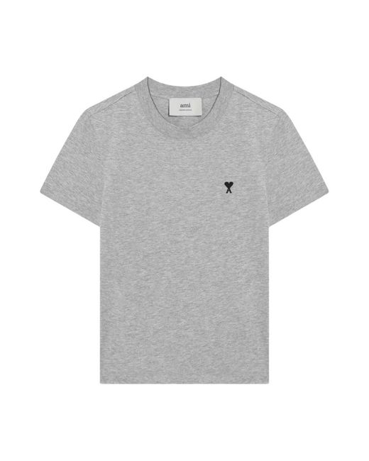 AMI Gray Ami De Coeur Crewneck T-Shirt for men