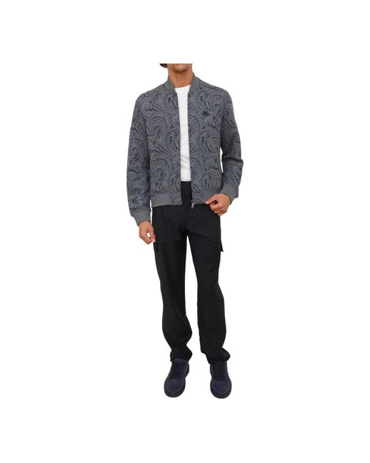 Etro Jassen ,Blauw ,Bomberjack Met Logo in het Gray voor heren
