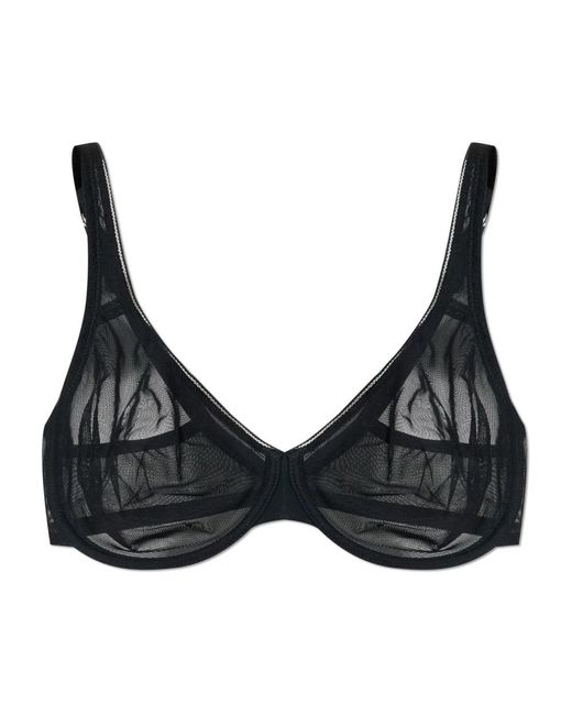 Hanro Ondergoed ,Zwart ,Tule Semi-Transparante Tule Bh Met Beugel in het Black