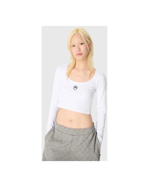 MARINE SERRE Long Sleeve Tops in het White