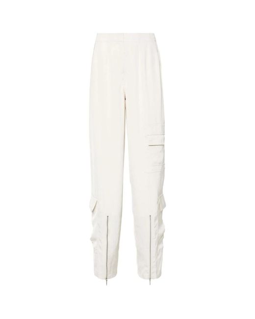 Pantaloni cargo in raso con dettagli dart di Calvin Klein in White