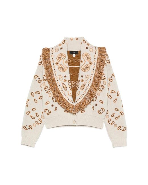Alanui Natural Cardigan Mit Bandana-Jacquard Aus Kaschmir Und Wolle