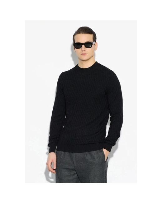 Round-Neck Knitwear Paolo Pecora de hombre de color Black