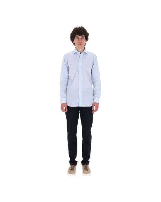 Barba Napoli Blue Casual Shirts for men