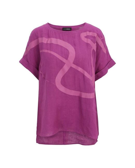 Doris Streich Purple Moderne High-Low Style Leinenbluse