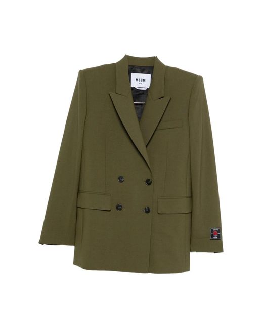 MSGM Jassen ,Groen ,Wol Groene Wollen Blend Jas Buitenkleding in het Green