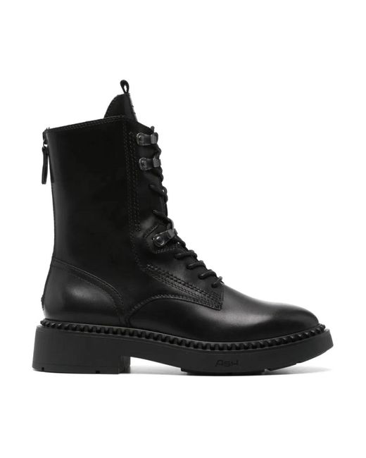 Ash Black Lace-Up Boots