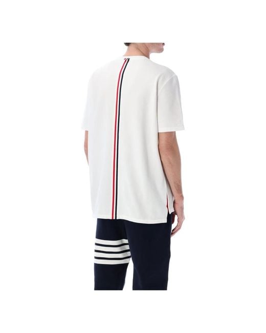 Thom Browne Classic Pique Stripe Tee in het White voor heren