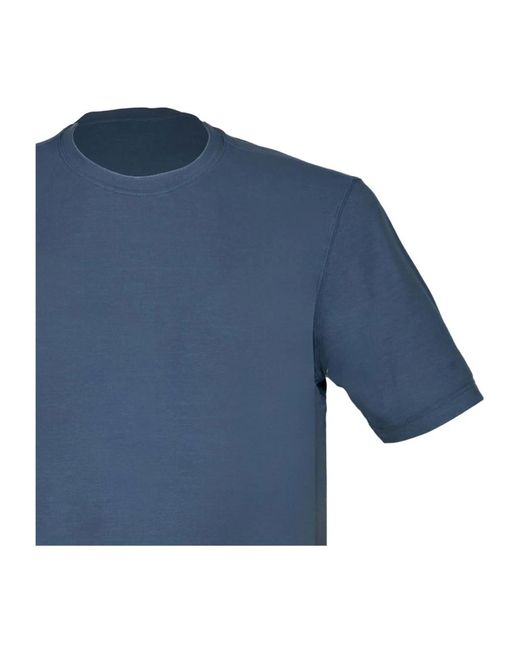 Gran Sasso Denim crepe baumwoll t-shirt mit seitenschlitzen in Blue für Herren