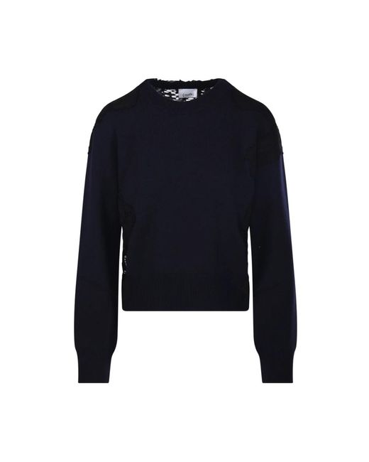 Round-Neck Knitwear Nude de color Blue