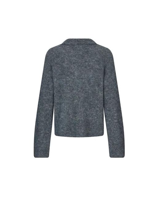 Mbym Blue Kohlestrickpullover Mit V-Ausschnitt