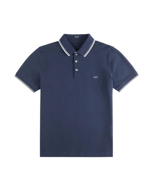Fay Blaues poloshirt mit besticktem logo,schwarze t-shirts und polos mit kurzen ärmeln in Blue für Herren