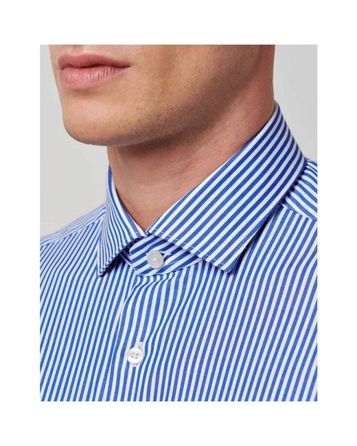 Xacus Overhemden ,Blauw ,Katoen Gestreept Popeline Tailor Fit Overhemd in het Blue voor heren