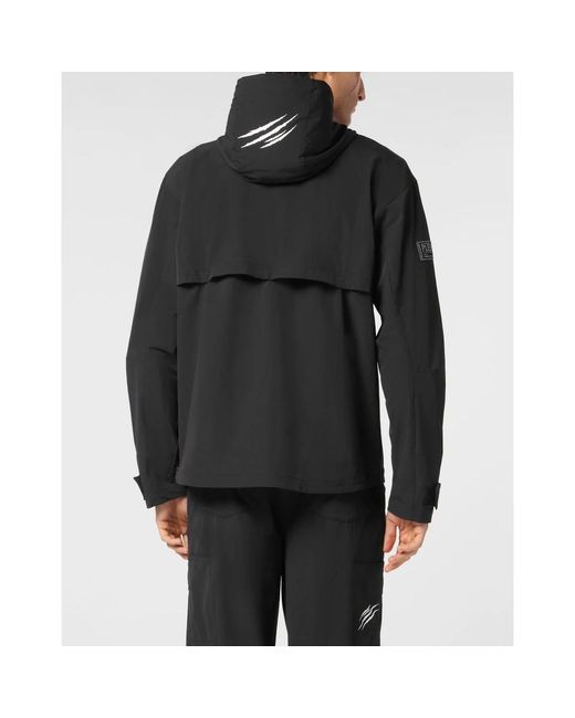 Philipp Plein Fitness ,Zwart ,Nylon Windbreaker Scratch in het Black voor heren