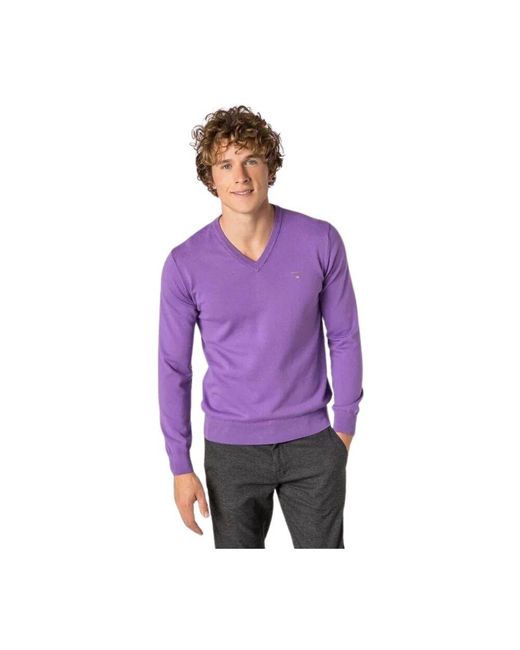 Gant Basic V-Ausschnitt Pullover Lila in Purple für Herren