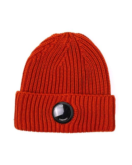 C P Company Red Beanies for men