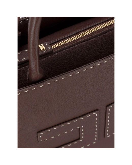Elisabetta Franchi Brown Braune Tote Tasche Mit Doppel-C-Logo