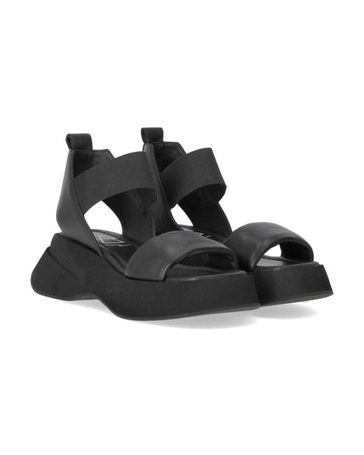 Elena Iachi Black Flat Sandals