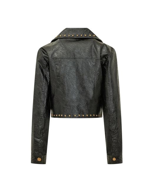 Michael Kors Studded Faux Leather Biker Jacket in het Black