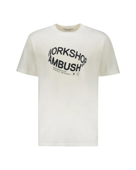 Ambush Geripptes baumwoll-t-shirt frontdruck in White für Herren