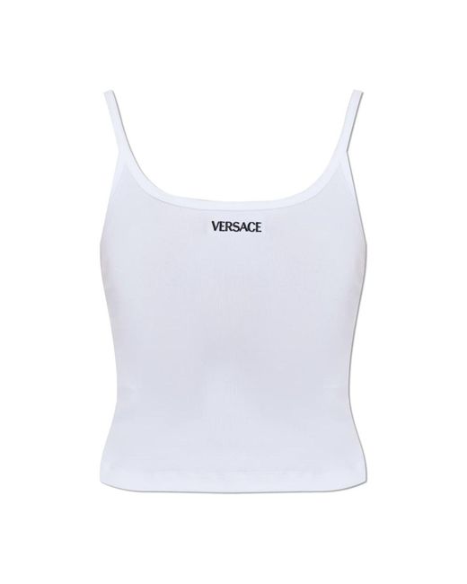 Sleeveless Tops Versace de color Blue