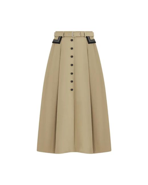 Dior Midi-Uitlopende Rok in het Natural