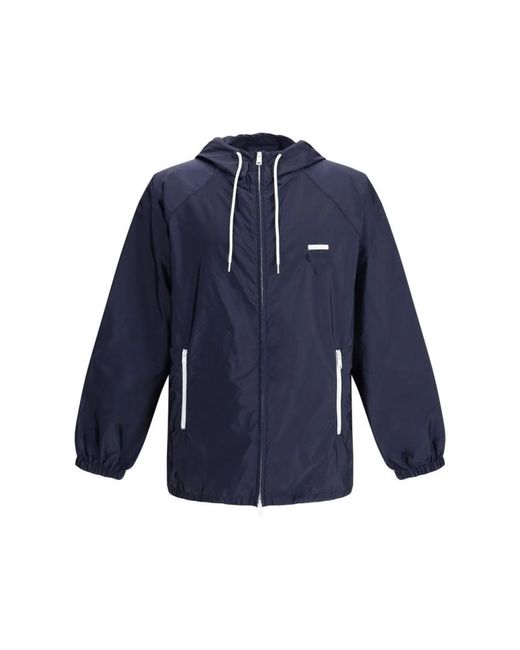 Prada Re-Nylon Jas Met Verstelbare Capuchon in het Blue voor heren