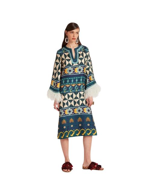 LaDoubleJ Kleedjes ,Veelkleurig ,Katoen Kaftan in het Blue