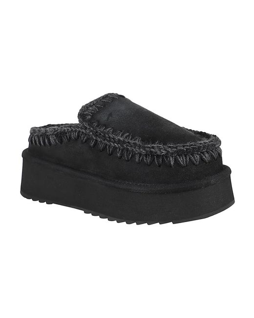 Mou Schoenen ,Zwart ,Leer Eskimo Platform Klompen in het Black