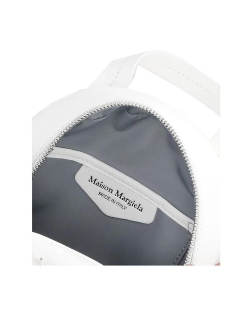 Maison Margiela White Weißer leder-rucksack mit metallriemen